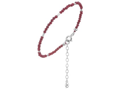 Silver bracelet with czech garnet, rhodium plated