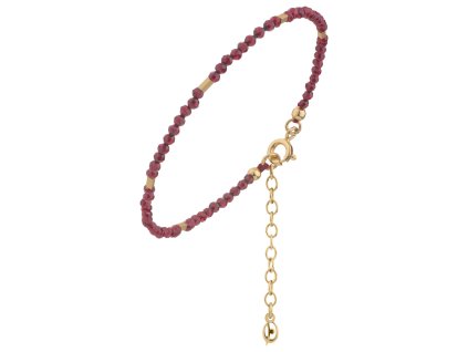 Silver bracelet with czech garnet, gold plated