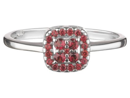 Silver ring with czech garnet, rhodium plated - square