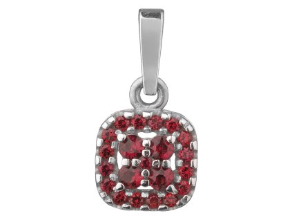 Stříbrný přívěsek s českým granátem, rhodiovaný - čtverec