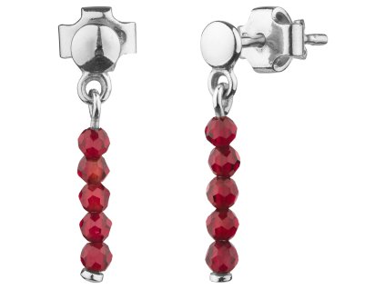 Silver earrings with czech garnet, rhodium plated