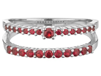 Silver ring with czech garnet, rhodium plated - line