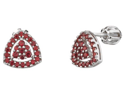 Silver earrings with czech garnet, rhodium plated - triangle