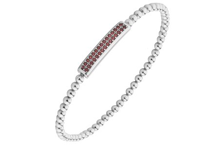 Silver bracelet with czech garnet, rhodium plated
