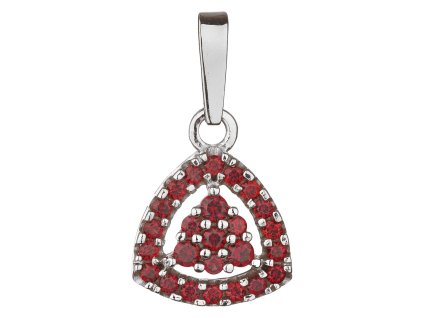 Silver pendant with czech garnet, rhodium plated - triangle