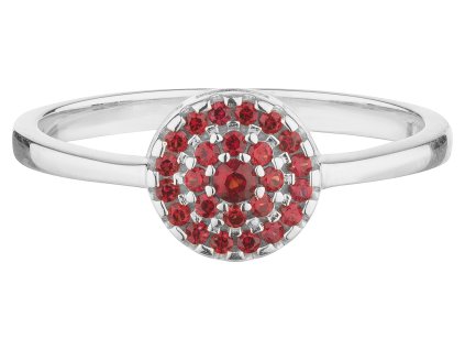 Silver ring with czech garnet, rhodium plated - circle