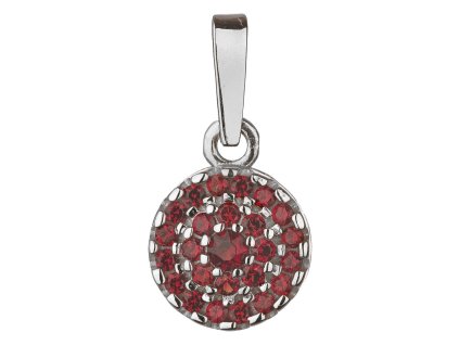 Silver pendant with czech garnet, rhodium plated - circle