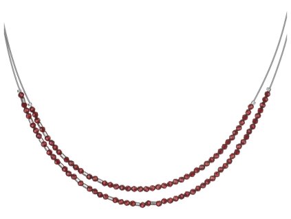 Silver necklace with czech garnet, rhodium plated