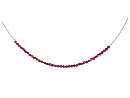 Silver necklace with czech garnet, rhodium plated