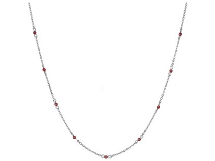 Silver necklace with czech garnet, rhodium plated
