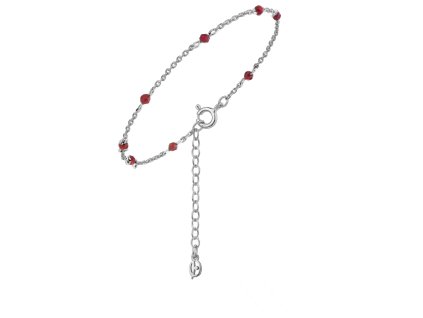 Silver bracelet with czech garnet, rhodium plated
