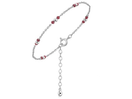 Silver bracelet with czech garnet, rhodium plated