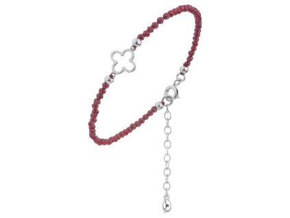 Silver bracelet with czech garnet, rhodium plated