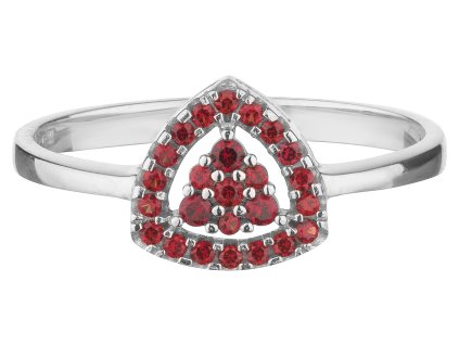 Silver ring with czech garnet, rhodium plated - triangle