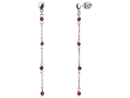 Silver earrings with czech garnet, rhodium plated