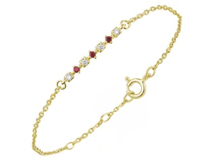 Zlatý náramek s českým granátem a diamantem - linka