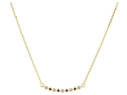 Gold necklace with czech garnet and diamond - line