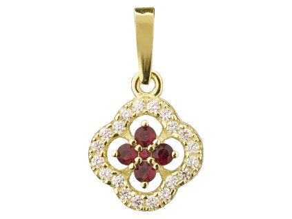 Gold pendant with czech garnet and diamond