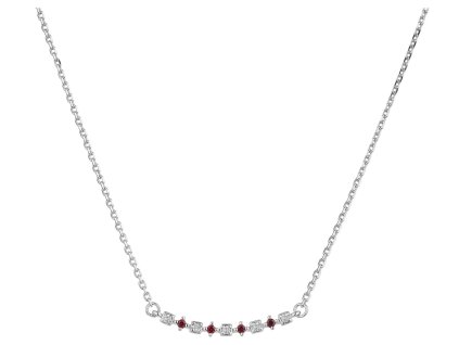 White gold necklace with czech garnet and diamond - line