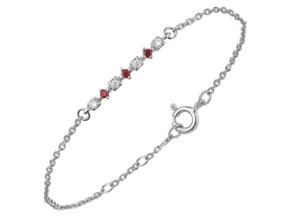 White gold bracelet with czech garnet and diamond - line