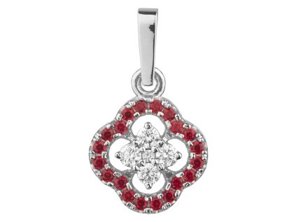 White gold pendant with czech garnet and diamond