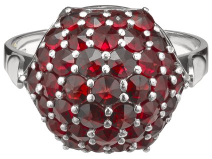 Silver ring with czech garnet, rhodium plated - raspberry                                           