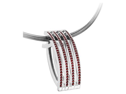 Silver necklace with czech garnet, rhodium plated