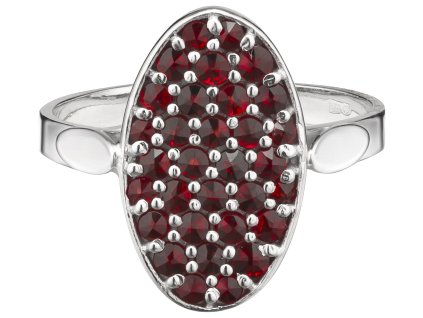 Silver ring with czech garnet, rhodium plated - oval                                                