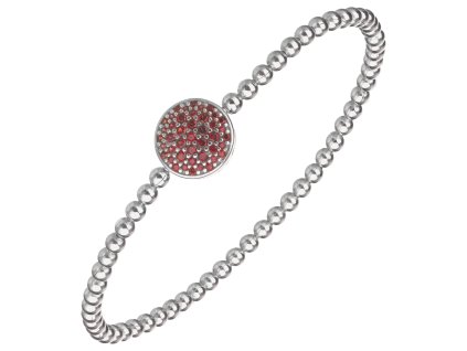 Silver bracelet with czech garnet, rhodium plated - circle