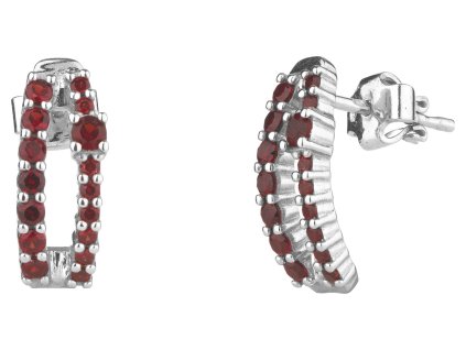 Silver earrings with czech garnet, rhodium plated