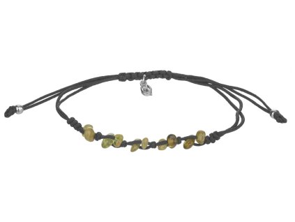 Stříbrný náramek Shamballa s peridotem, rhodiovaný
