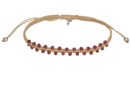 Stříbrný náramek Shamballa s českým granátem, rhodiovaný