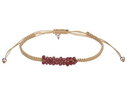 Stříbrný náramek Shamballa s českým granátem, rhodiovaný