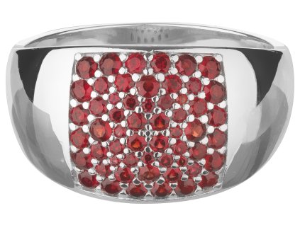 Silver ring with czech garnet, rhodium plated