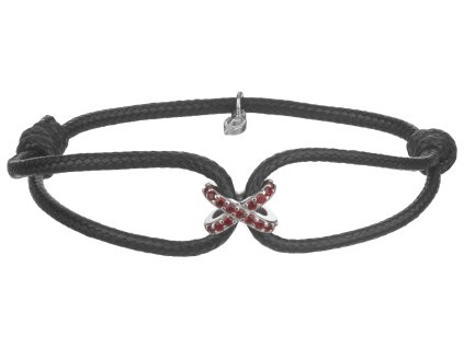 Stříbrný náramek Shamballa s českým granátem, rhodiovaný