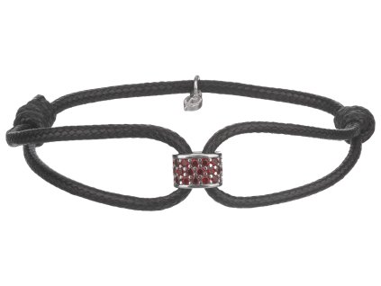 Stříbrný náramek Shamballa s českým granátem, rhodiovaný