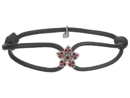 Stříbrný náramek Shamballa s českým granátem, rhodiovaný