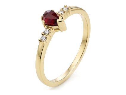 Gold ring with czech garnet and diamond