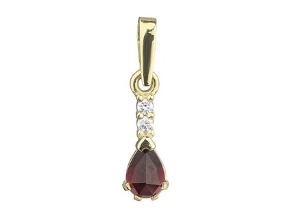 Gold pendant with czech garnet and diamond