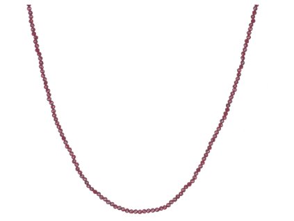 Silver necklace with czech garnet, rhodium plated