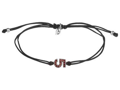 Silver woven bracelet with czech garnet, rhodium plated - number 5
