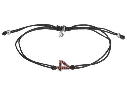 Silver woven bracelet with czech garnet, rhodium plated - number 4