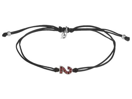 Silver woven bracelet with czech garnet, rhodium plated - number 2