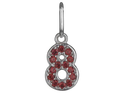Silver pendant with czech garnet, rhodium plated - number 8