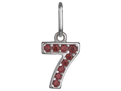 Silver pendant with czech garnet, rhodium plated - number 7