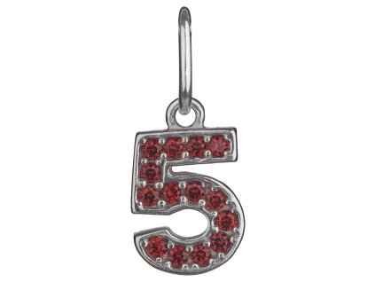 Silver pendant with czech garnet, rhodium plated - number 5