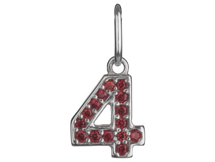 Silver pendant with czech garnet, rhodium plated - number 4