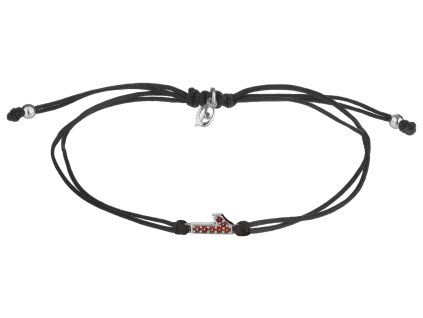 Silver woven bracelet with czech garnet, rhodium plated - number 1