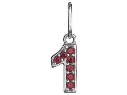 Silver pendant with czech garnet, rhodium plated - number 1