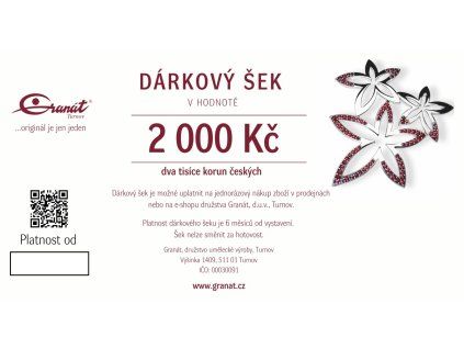 Dárkový šek 2000 Kč